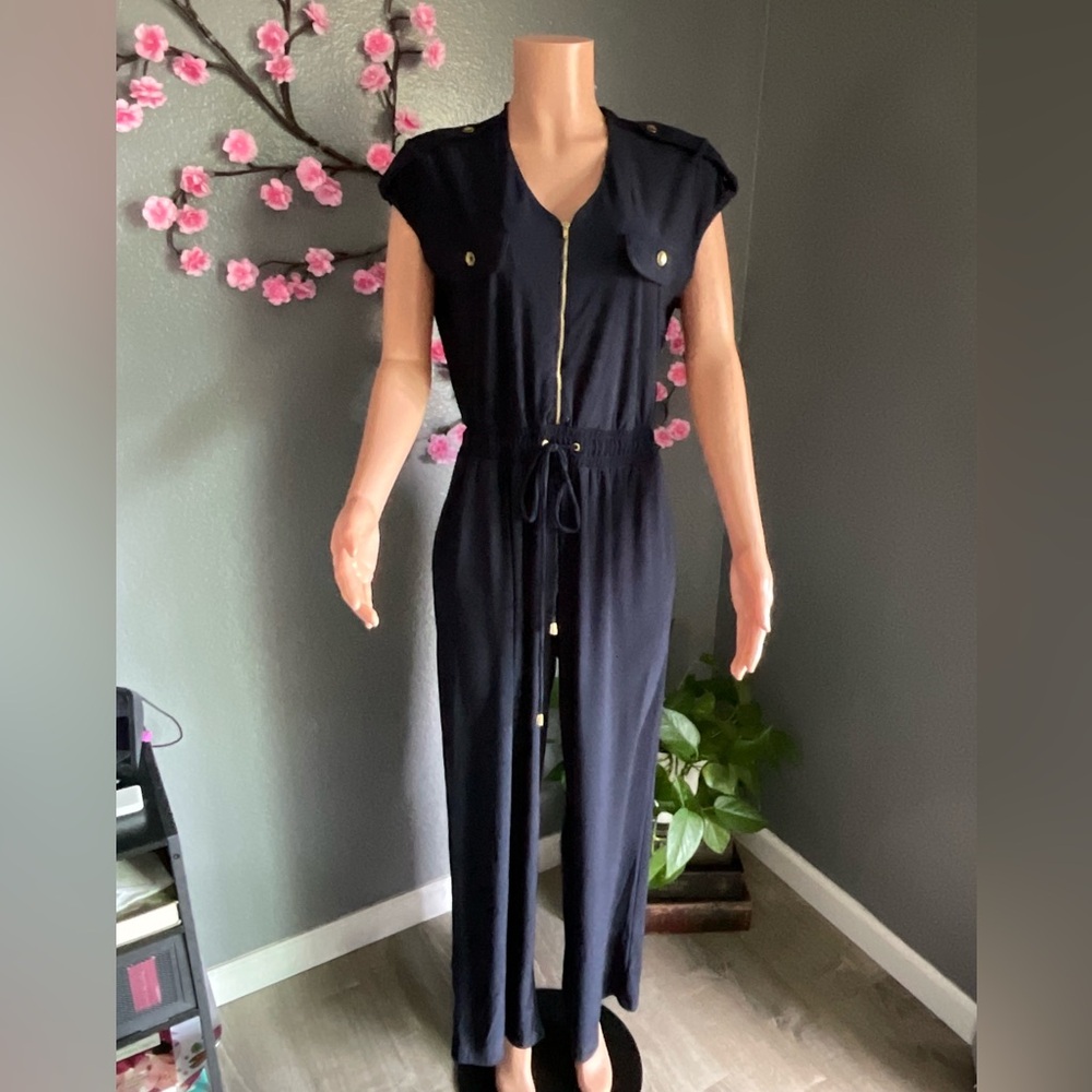 Emma & Michele Navy-Blue Classic Jumpsuit